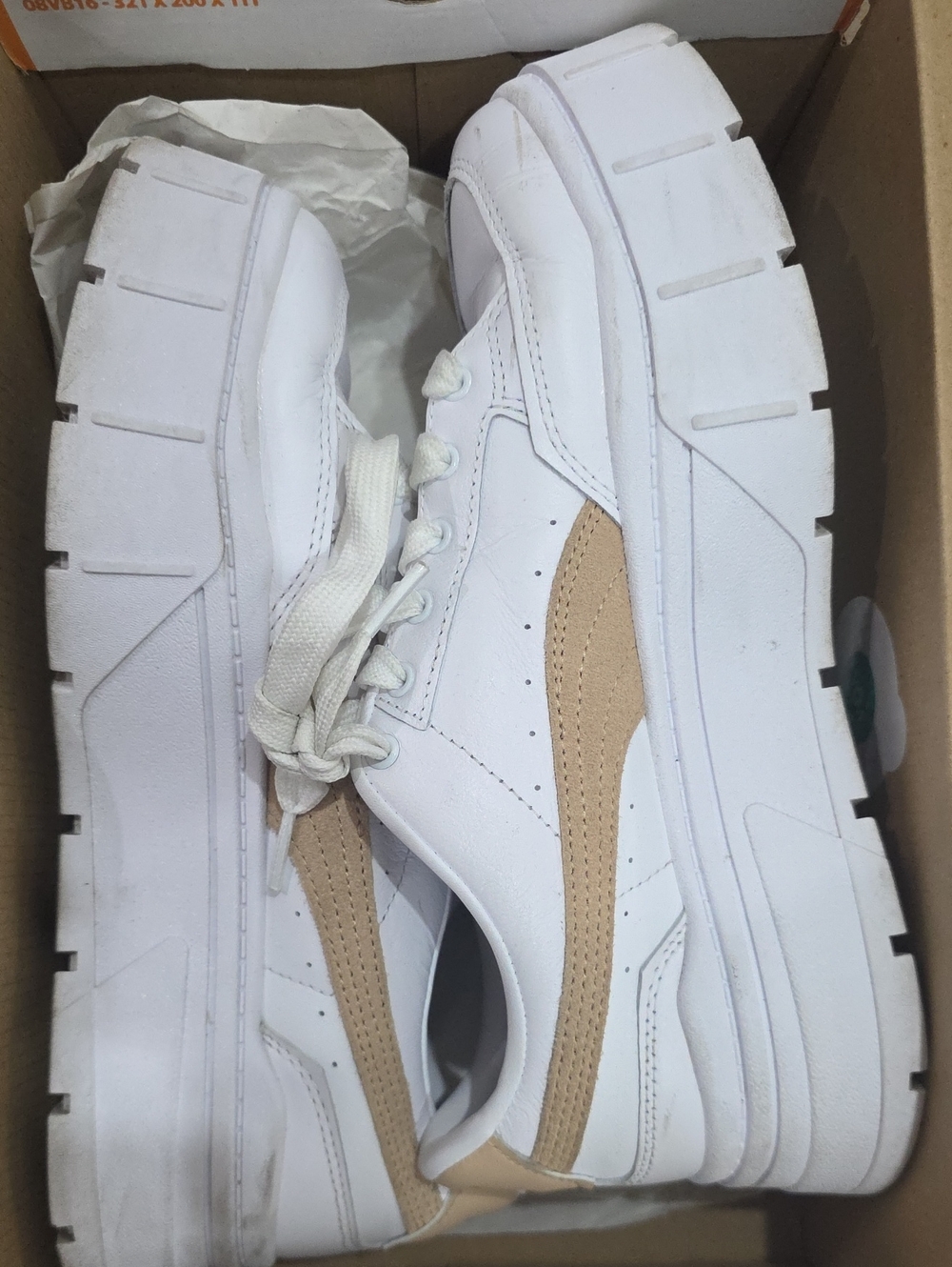 Puma Platform White Sneakers with Tan